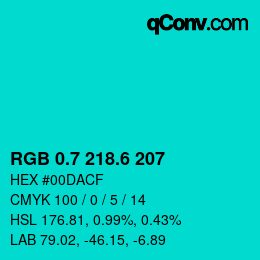 カラーコード: RGB 0.7 218.6 207 | qconv.com