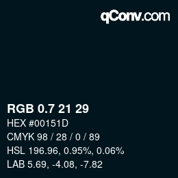 カラーコード: RGB 0.7 21 29 | qconv.com