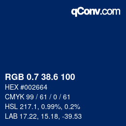 カラーコード: RGB 0.7 38.6 100 | qconv.com