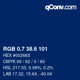 カラーコード: RGB 0.7 38.6 101 | qconv.com
