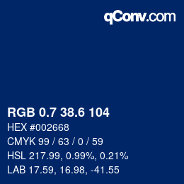 カラーコード: RGB 0.7 38.6 104 | qconv.com