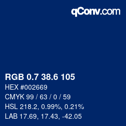 カラーコード: RGB 0.7 38.6 105 | qconv.com