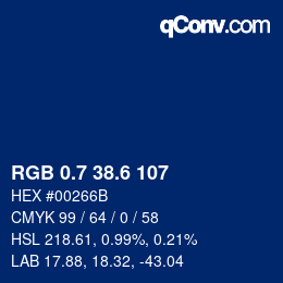 カラーコード: RGB 0.7 38.6 107 | qconv.com