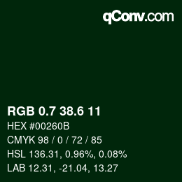 カラーコード: RGB 0.7 38.6 11 | qconv.com