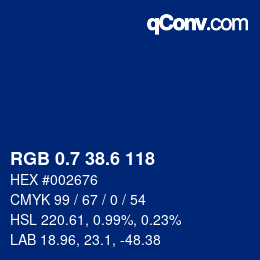 カラーコード: RGB 0.7 38.6 118 | qconv.com