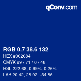カラーコード: RGB 0.7 38.6 132 | qconv.com