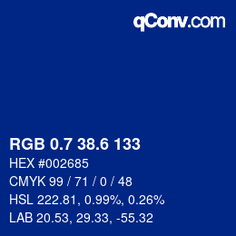 カラーコード: RGB 0.7 38.6 133 | qconv.com