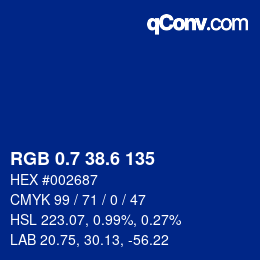 カラーコード: RGB 0.7 38.6 135 | qconv.com