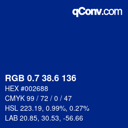 カラーコード: RGB 0.7 38.6 136 | qconv.com