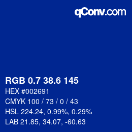 カラーコード: RGB 0.7 38.6 145 | qconv.com