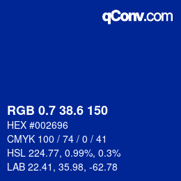 カラーコード: RGB 0.7 38.6 150 | qconv.com