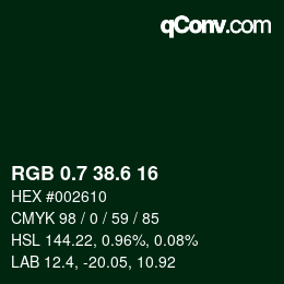 カラーコード: RGB 0.7 38.6 16 | qconv.com