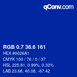 カラーコード: RGB 0.7 38.6 161 | qconv.com