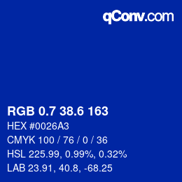カラーコード: RGB 0.7 38.6 163 | qconv.com