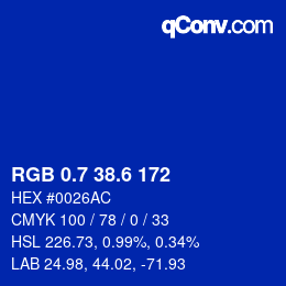 カラーコード: RGB 0.7 38.6 172 | qconv.com