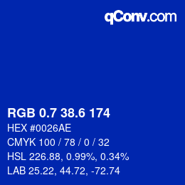 カラーコード: RGB 0.7 38.6 174 | qconv.com