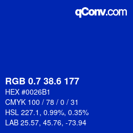 カラーコード: RGB 0.7 38.6 177 | qconv.com