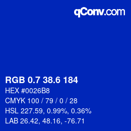 カラーコード: RGB 0.7 38.6 184 | qconv.com