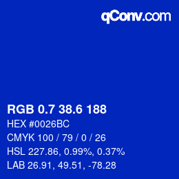 カラーコード: RGB 0.7 38.6 188 | qconv.com