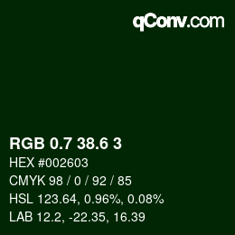 カラーコード: RGB 0.7 38.6 3 | qconv.com