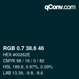 カラーコード: RGB 0.7 38.6 46 | qconv.com