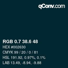 カラーコード: RGB 0.7 38.6 48 | qconv.com