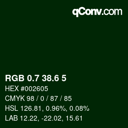 カラーコード: RGB 0.7 38.6 5 | qconv.com
