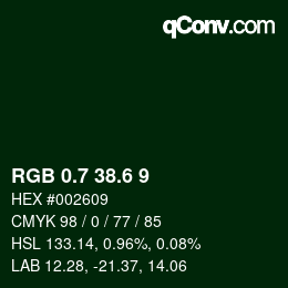 カラーコード: RGB 0.7 38.6 9 | qconv.com