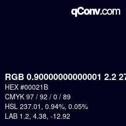 カラーコード: RGB 0.90000000000001 2.2 27 | qconv.com