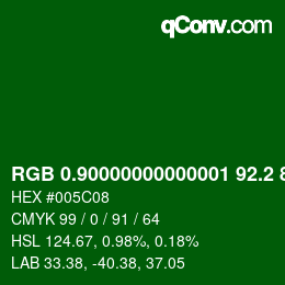 カラーコード: RGB 0.90000000000001 92.2 8 | qconv.com