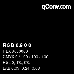 カラーコード: RGB 0.9 0 0 | qconv.com