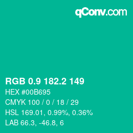カラーコード: RGB 0.9 182.2 149 | qconv.com