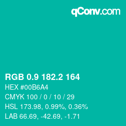 カラーコード: RGB 0.9 182.2 164 | qconv.com