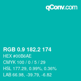 カラーコード: RGB 0.9 182.2 174 | qconv.com