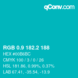 カラーコード: RGB 0.9 182.2 188 | qconv.com