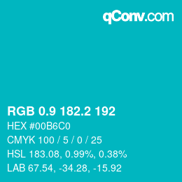 カラーコード: RGB 0.9 182.2 192 | qconv.com