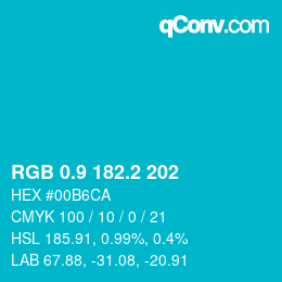 カラーコード: RGB 0.9 182.2 202 | qconv.com