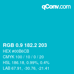 カラーコード: RGB 0.9 182.2 203 | qconv.com