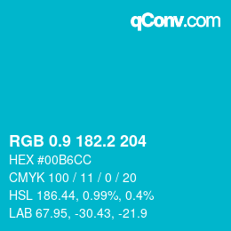 カラーコード: RGB 0.9 182.2 204 | qconv.com