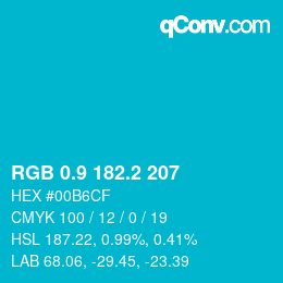 カラーコード: RGB 0.9 182.2 207 | qconv.com