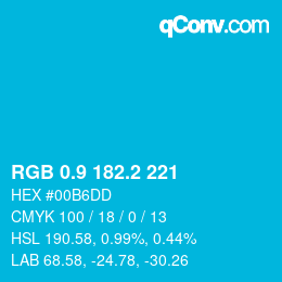 カラーコード: RGB 0.9 182.2 221 | qconv.com