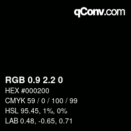 Color code: RGB 0.9 2.2 0 | qconv.com
