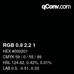 Código de color: RGB 0.9 2.2 1 | qconv.com