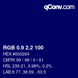 カラーコード: RGB 0.9 2.2 100 | qconv.com