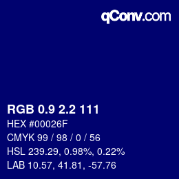 カラーコード: RGB 0.9 2.2 111 | qconv.com