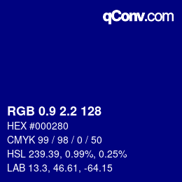 カラーコード: RGB 0.9 2.2 128 | qconv.com