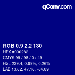カラーコード: RGB 0.9 2.2 130 | qconv.com