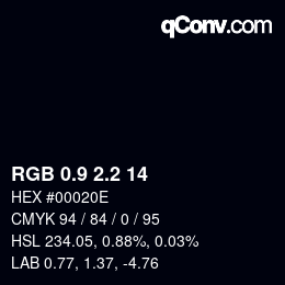 カラーコード: RGB 0.9 2.2 14 | qconv.com