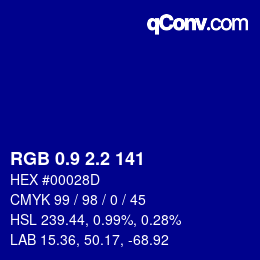 カラーコード: RGB 0.9 2.2 141 | qconv.com