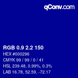 カラーコード: RGB 0.9 2.2 150 | qconv.com